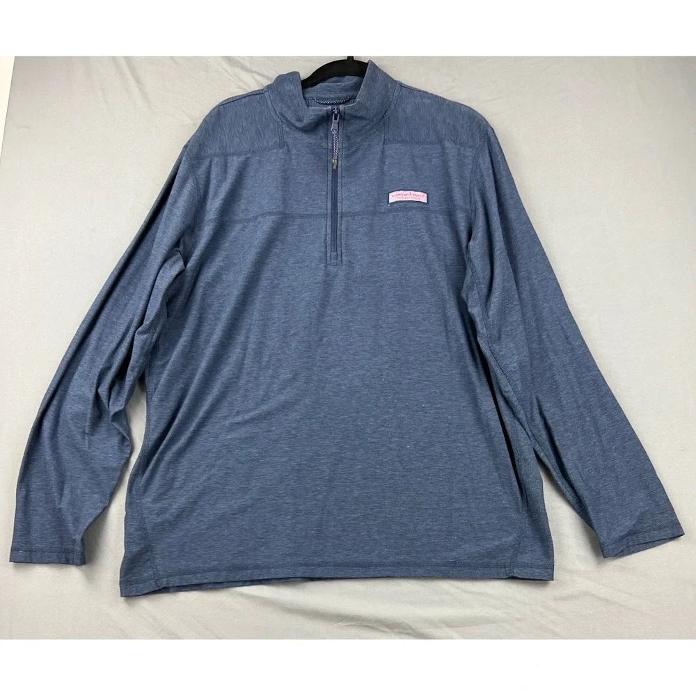 Vineyard Vines Shep Shirt Men XL Blue Excellent 1/4 Zip Pima Cotton Pullover